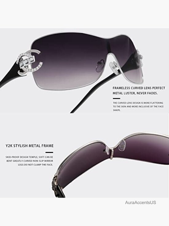 Y2K Oversized Shield Sunglasses Wrap Around Frameless Shades main image 3